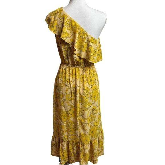CUPSHE YELLOW FLORAL PRINT ONE  SHOULDER WOMEN SUMMER DRESS SIZE XS BRAND NEW - Picture 9 of 11